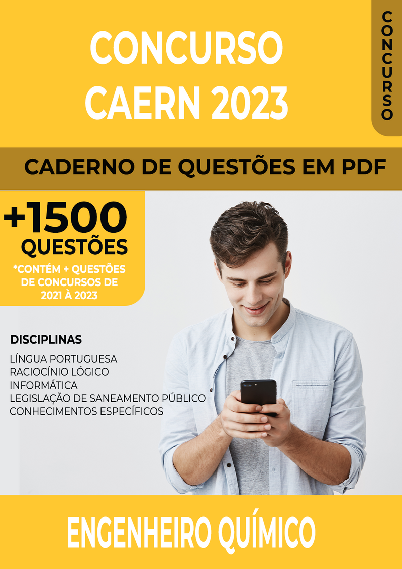 Apostila de Questões para Concurso CAERN 2023 para Engenheiro Químico - Mais de 2.000 Questões Gabaritadas | loja123shop