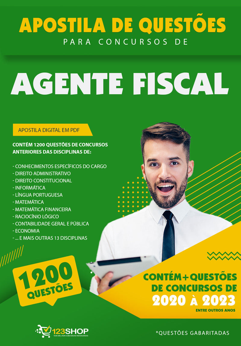Simulado para Concursos de Agente Fiscal - Mais de 1.200 Questões Gabaritadas | loja123shop