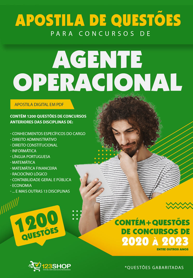 Simulado para Concursos de Agente Operacional - Mais de 1.200 Questões Gabaritadas | loja123shop