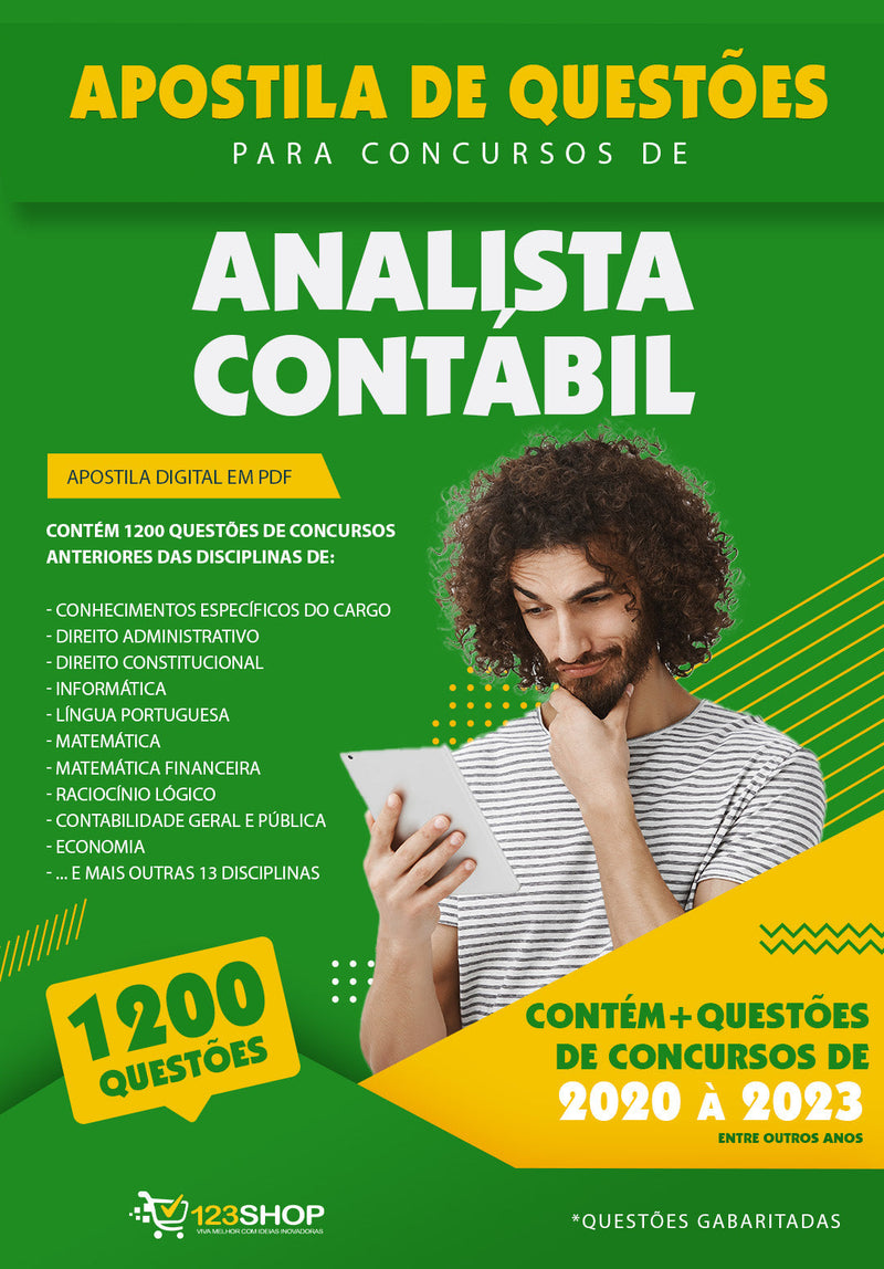 Simulado para Concursos de Analista Contábil - Mais de 1.200 Questões Gabaritadas | loja123shop