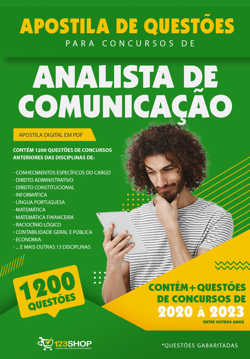 Simulado para Concursos de Analista de Comunicação - Mais de 1.200 Questões Gabaritadas | loja123shop