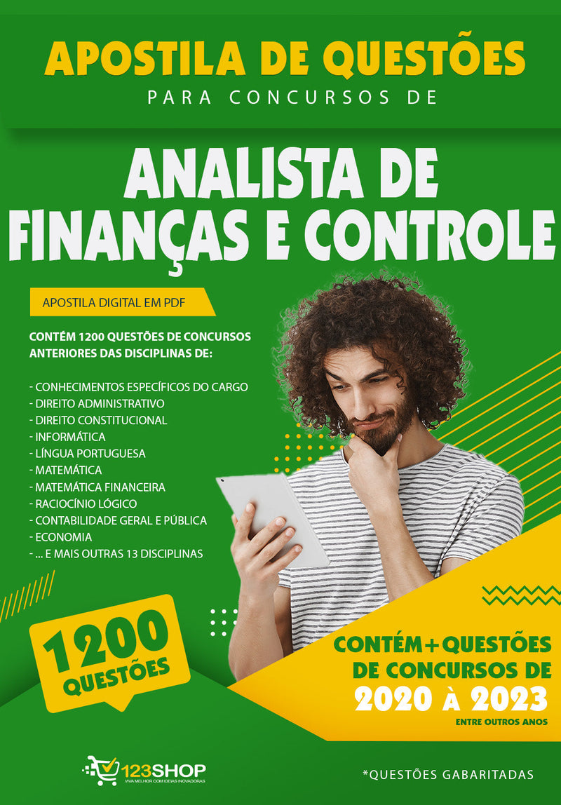 Simulado para Concursos de Analista de Finanças e Controle - Mais de 1.200 Questões Gabaritadas | loja123shop