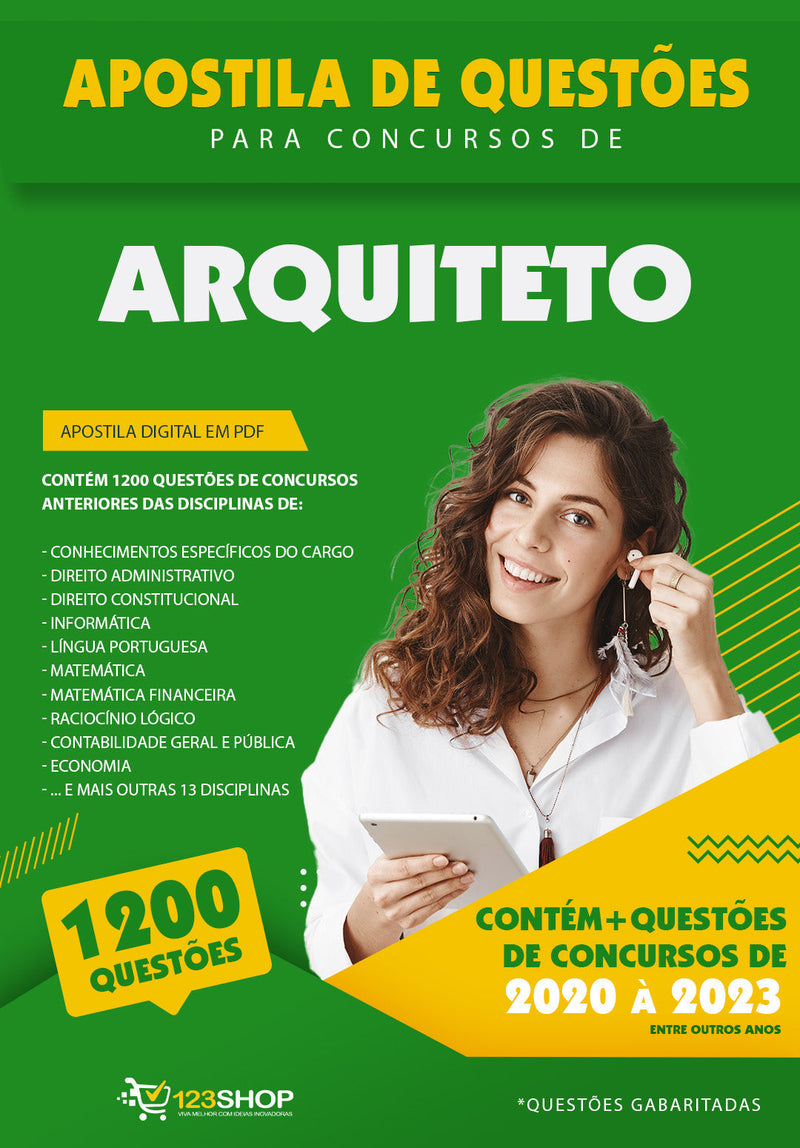 Simulado para Concursos de Arquiteto - Mais de 1.200 Questões Gabaritadas | loja123shop