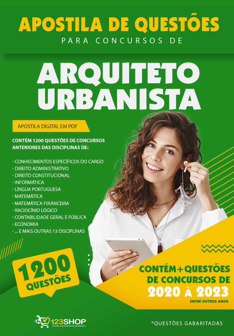 Simulado para Concursos de Arquiteto Urbanista - Mais de 1.200 Questões Gabaritadas | loja123shop