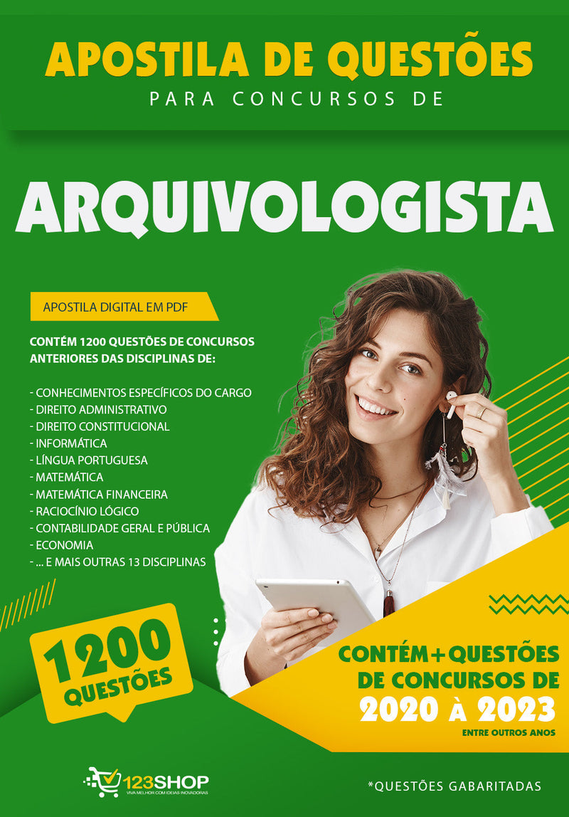 Simulado para Concursos de Arquivologista - Mais de 1.200 Questões Gabaritadas | loja123shop