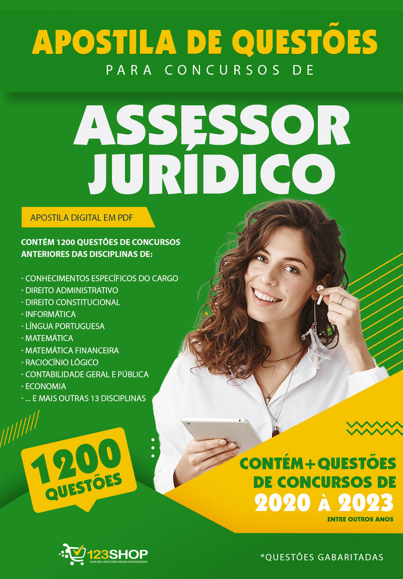 Simulado para Concursos de Assessor Jurídico - Mais de 1.200 Questões Gabaritadas | loja123shop