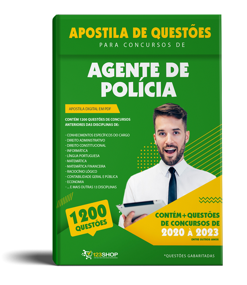 Simulado para Concursos de Agente de Polícia - Mais de 1.200 Questões Gabaritadas | loja123shop