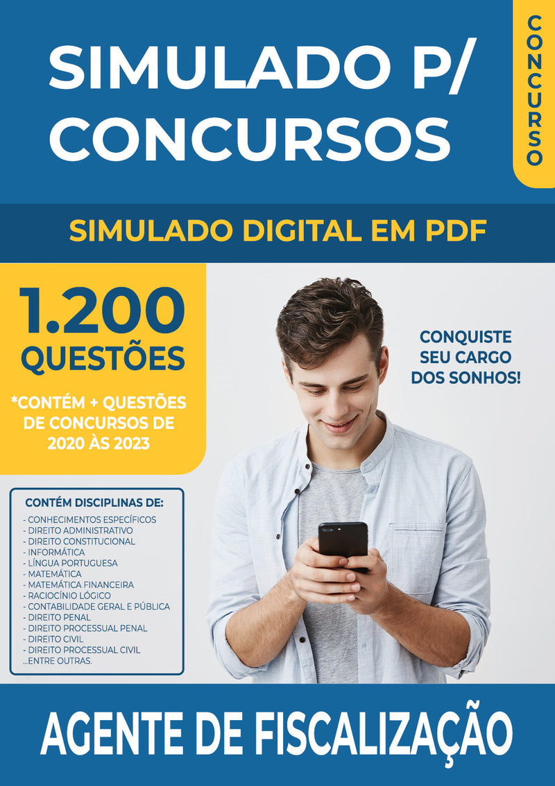 Simulado para Concursos de Agente de Fiscalização - Mais de 1.200 Questões Gabaritadas | loja123shop